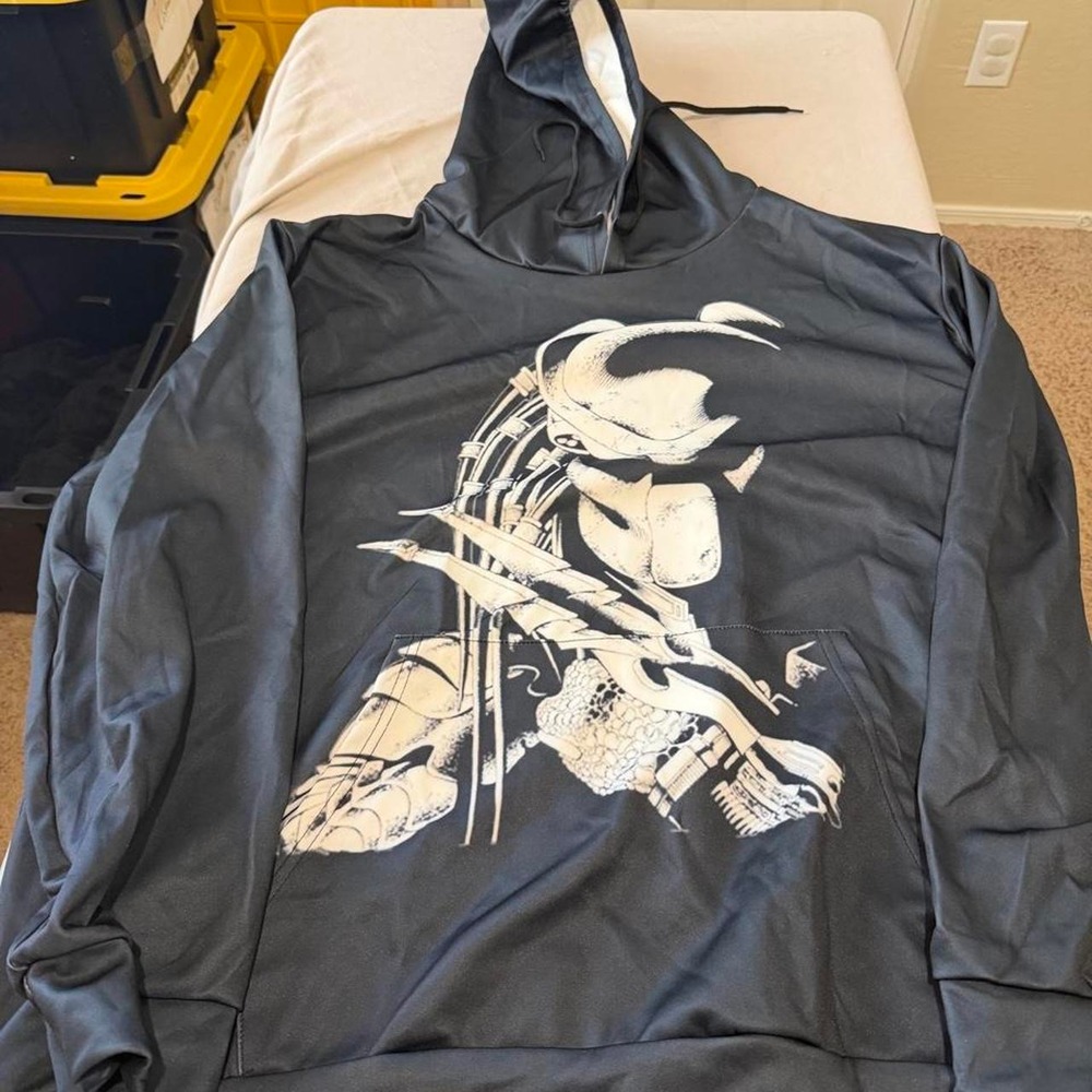 Predator Graphic Hoodie Mens 3XL Black White Masked Hunter Sci-Fi Pullover
